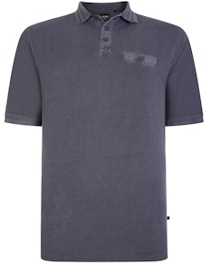 KAM Distressed Washed Polo Schiefer
